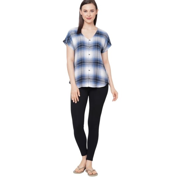 Maurice’s Blue Comfy Check Dolman Sleeve Plaid Button Front Top Women’s XXL - Picture 13 of 13